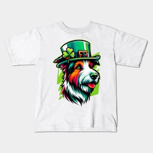 Kromfohrlander Dog in Saint Patrick's Day Garb Kids T-Shirt